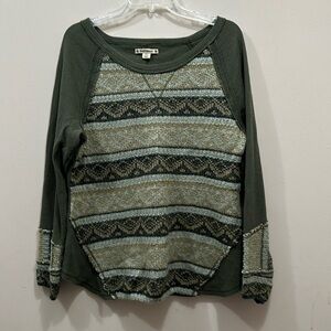 Ruff Hewn Green Sweater Thermal Top